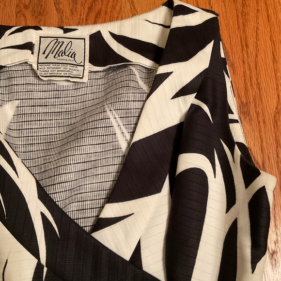 Vintage Dress by Mila Honolulu Black & White Sleeveless Full Skirt Tie Belt Sz S - Picture 6 of 16